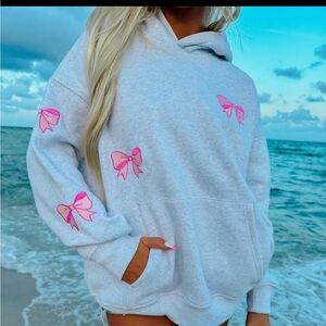 Sunkissed Coconut pearl grey embroidered bow hoody